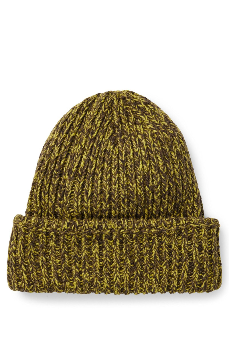 BOSS CHUNKY-KNIT BEANIE HAT WITH FAUX-LEATHER LOGO PLAQUE outlook