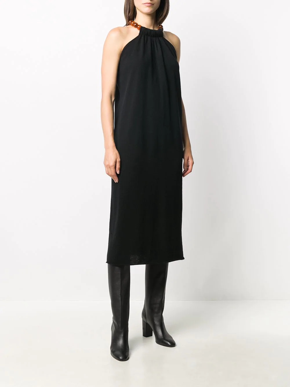 halterneck knitted dress - 3