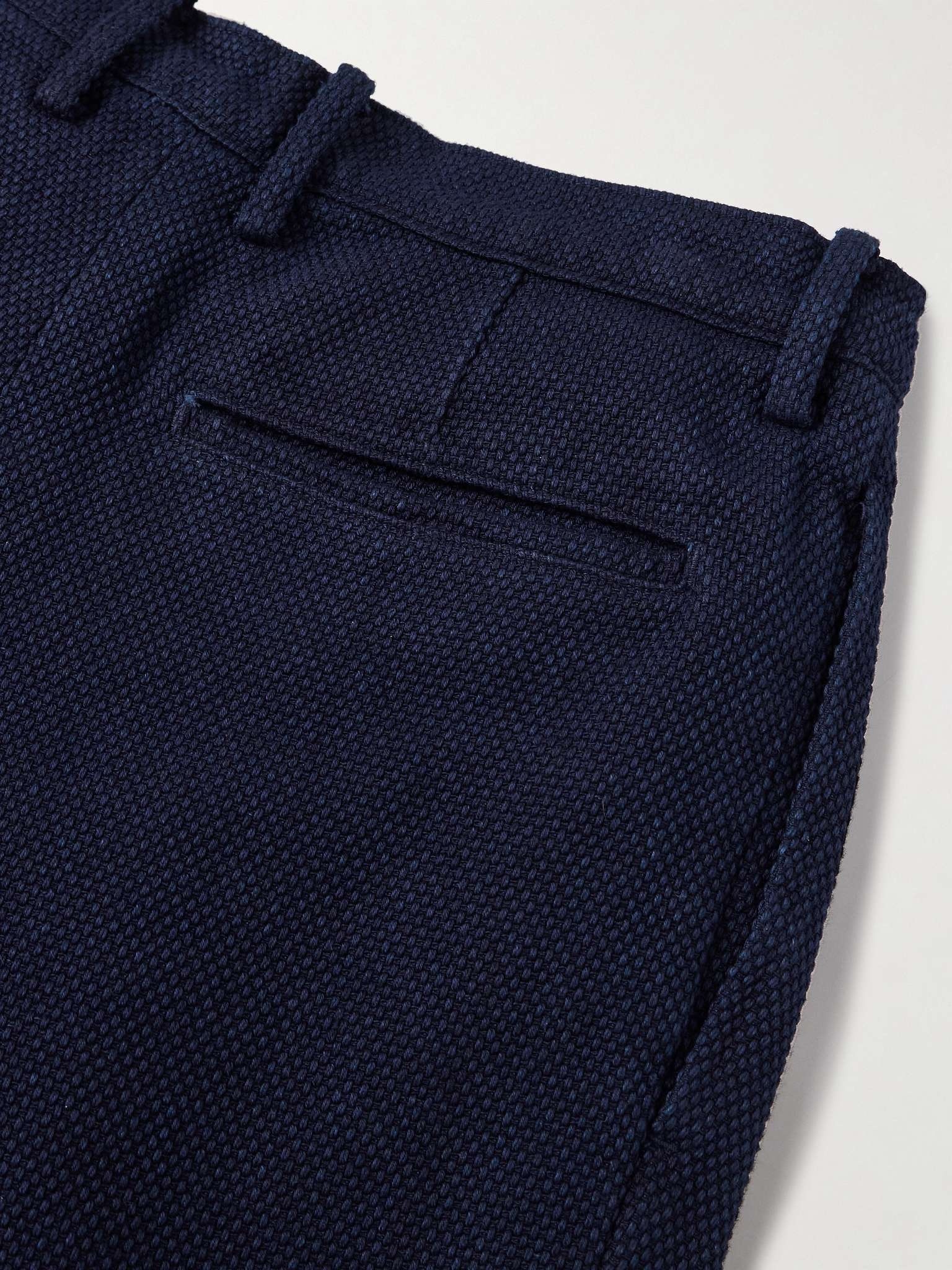 Tapered Pleated Indigo-Dyed Sashiko Cotton Trousers - 5