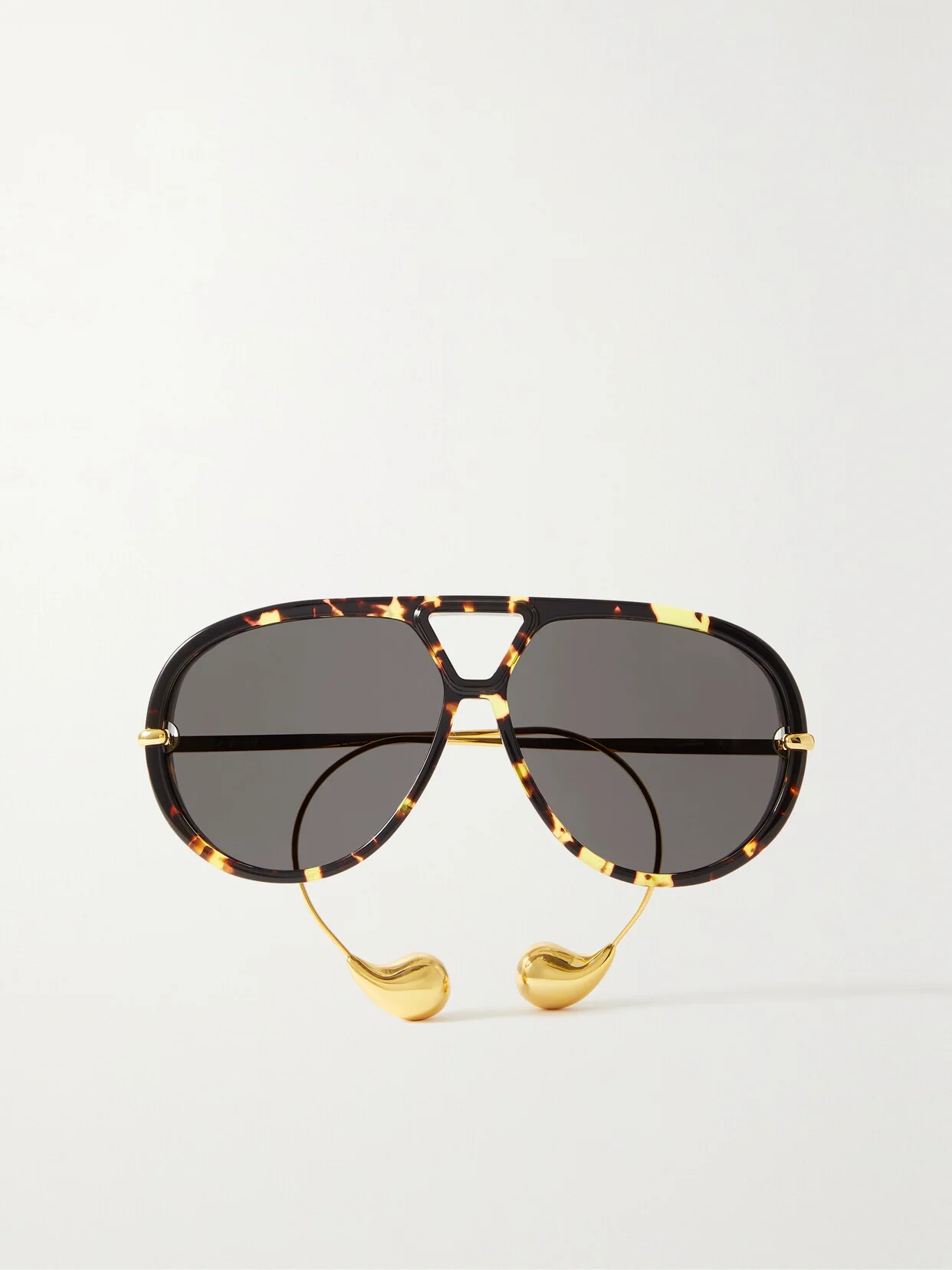 Embellished Aviator-style Tortoiseshell Recycled-acetate And Gold-tone Sunglasses - 1
