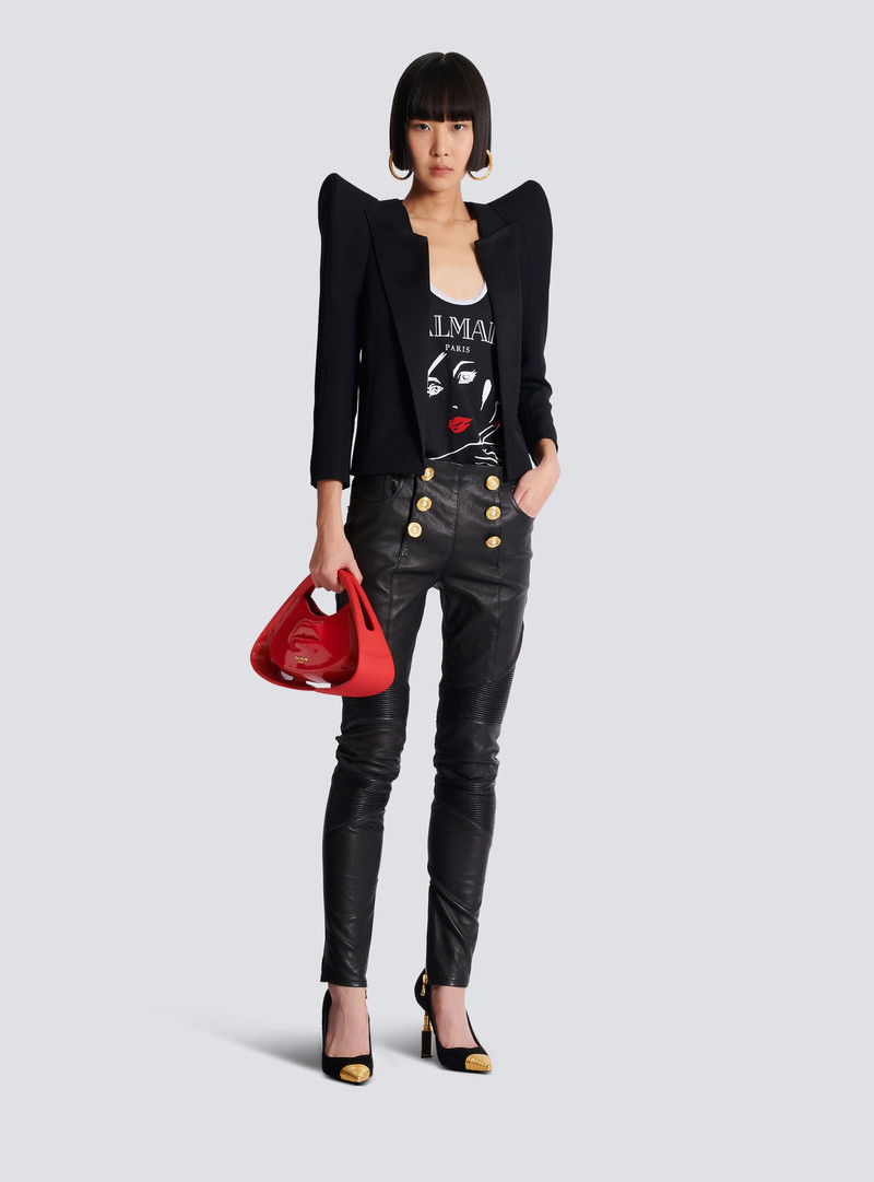 Balmain Lambskin slim-fit biker trousers outlook