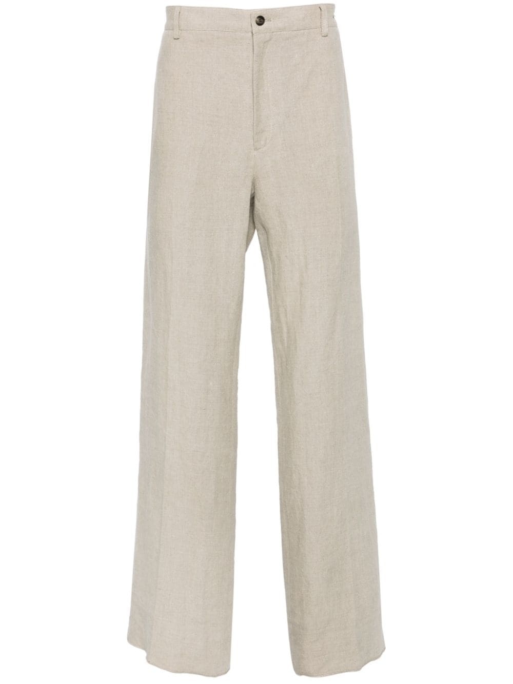 straight linen trousers - 1