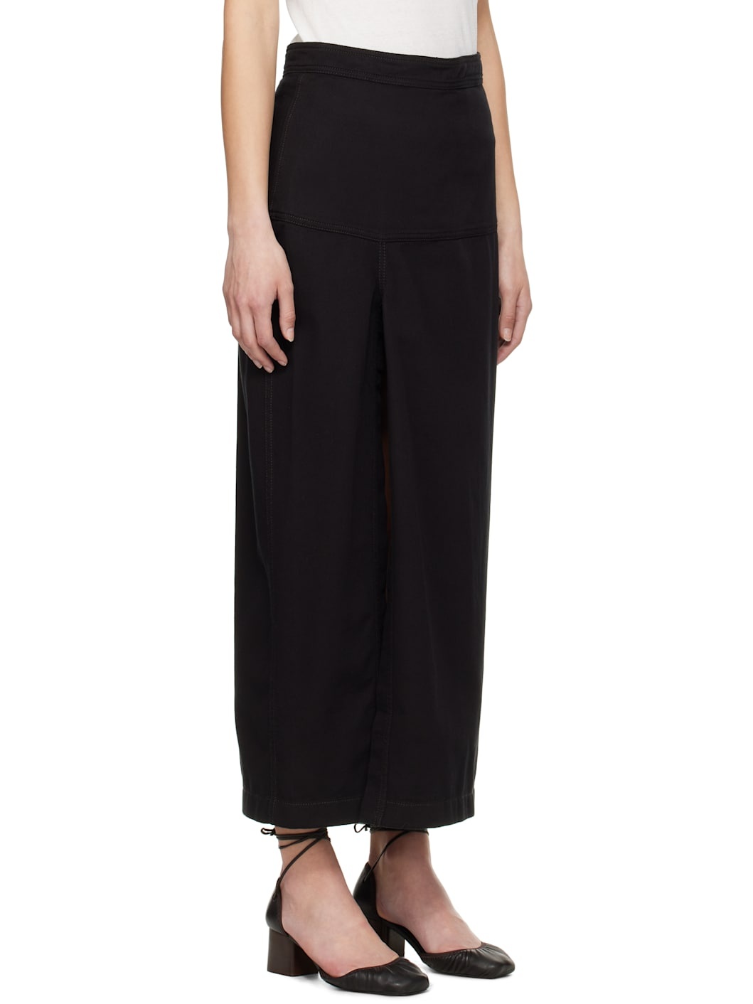 Black Slit Denim Midi Skirt - 2