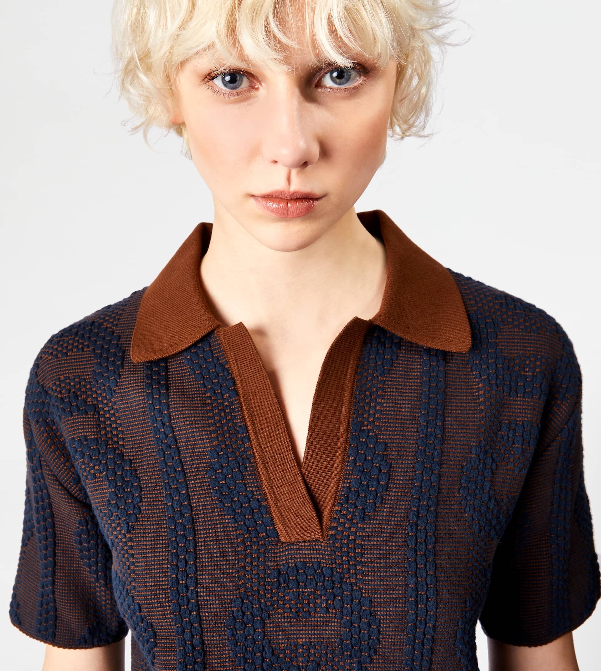 JACQUARD POLO SHIRT - BROWN, BLUE - 2