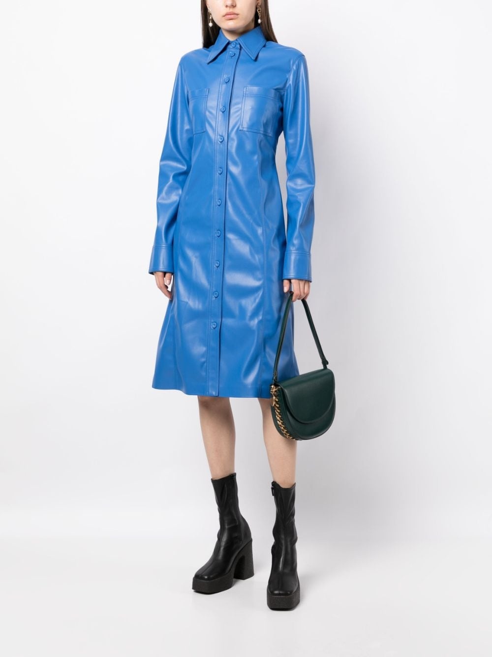 faux-leather long-sleeve dress - 2