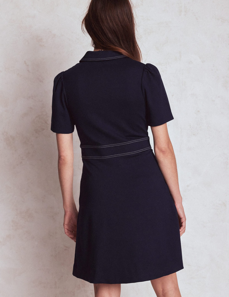 Nicolette Ponte Shirt Dress-Navy 4
