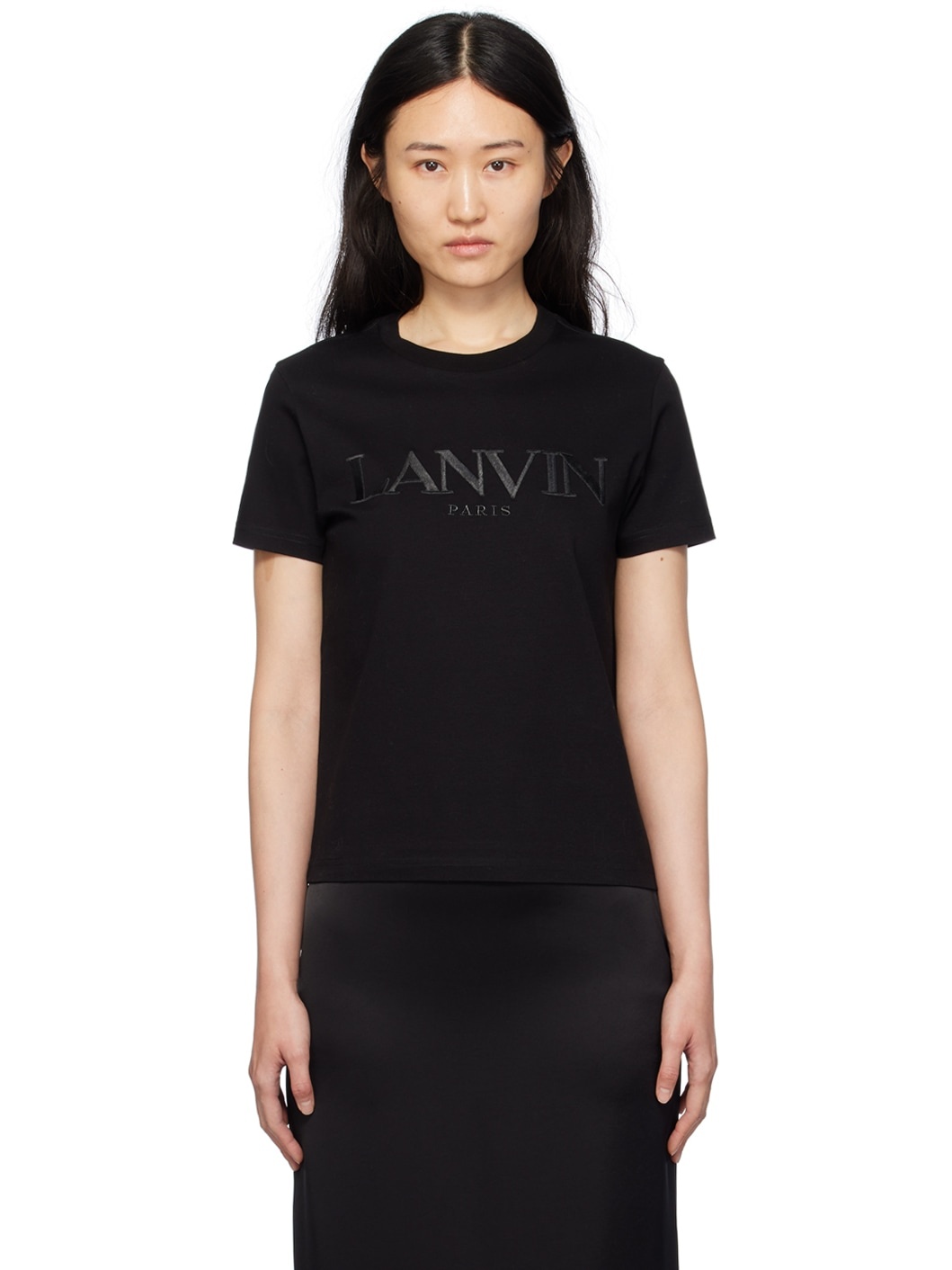 Black Embroidered T-Shirt - 1