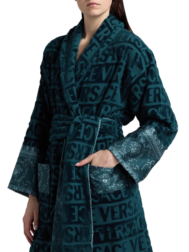Women's Baroque Terry Cotton Bathrobe - Petrol Blue 6
