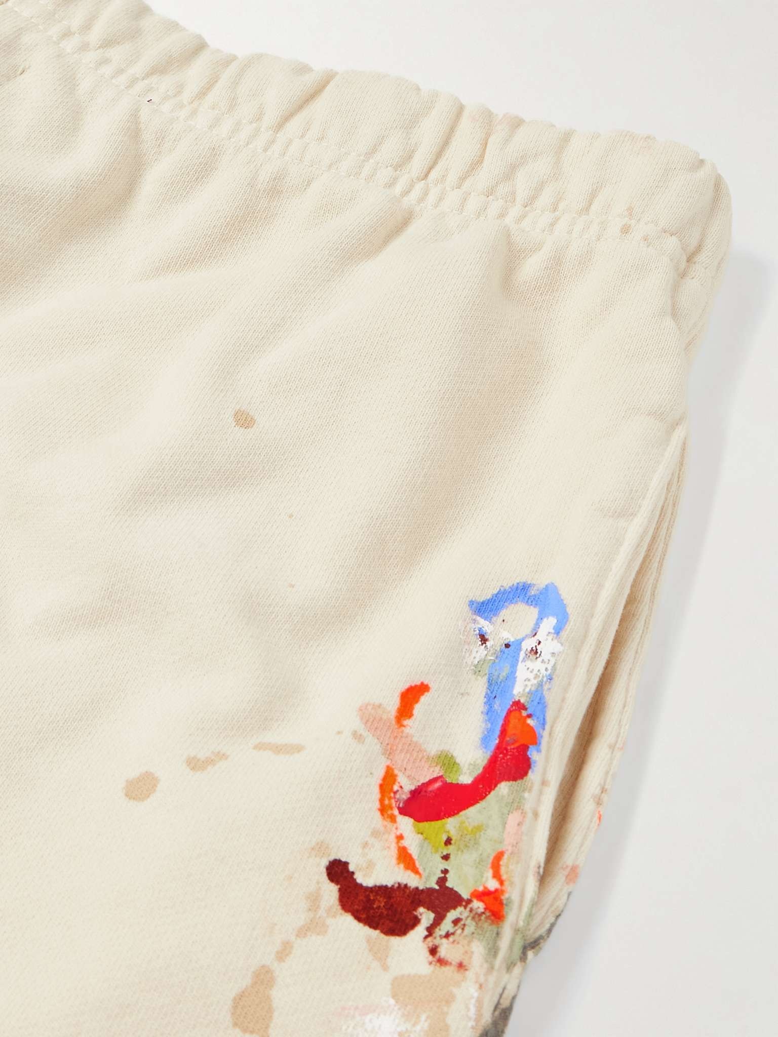 Tapered Logo-Print Paint-Splattered Cotton-Jersey Sweatpants - 5