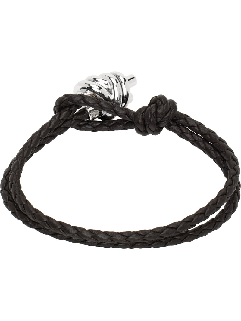 Bottega Veneta Brown Knot Leather Bracelet outlook