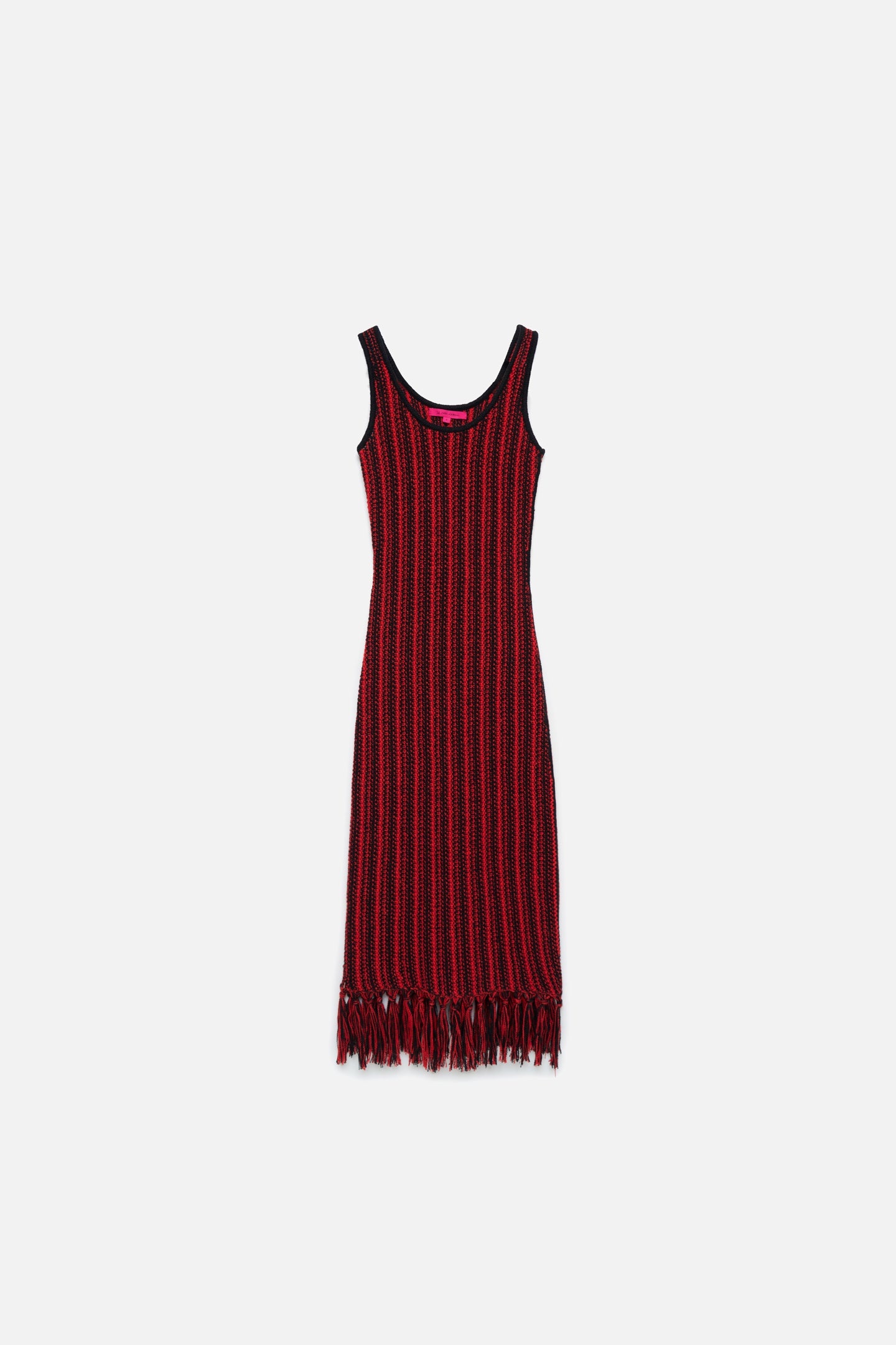 STRIPE SCOOPNECK FRINGE DRESS - 1