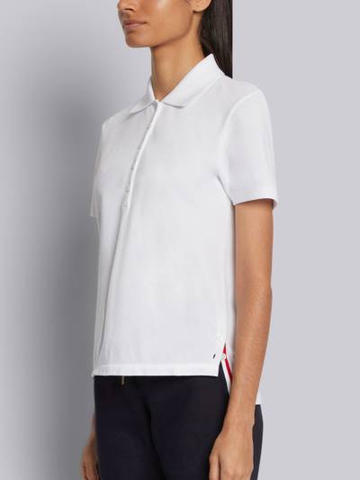 Thom Browne White Classic Pique Center Back Stripe Relaxed Fit Short Sleeve Polo outlook