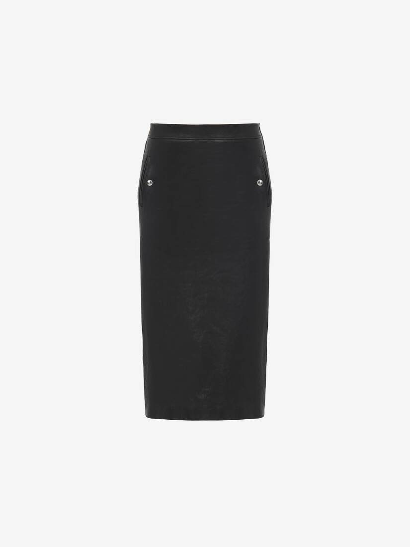 Women's Low-waisted Leather Skirt in Black - 2