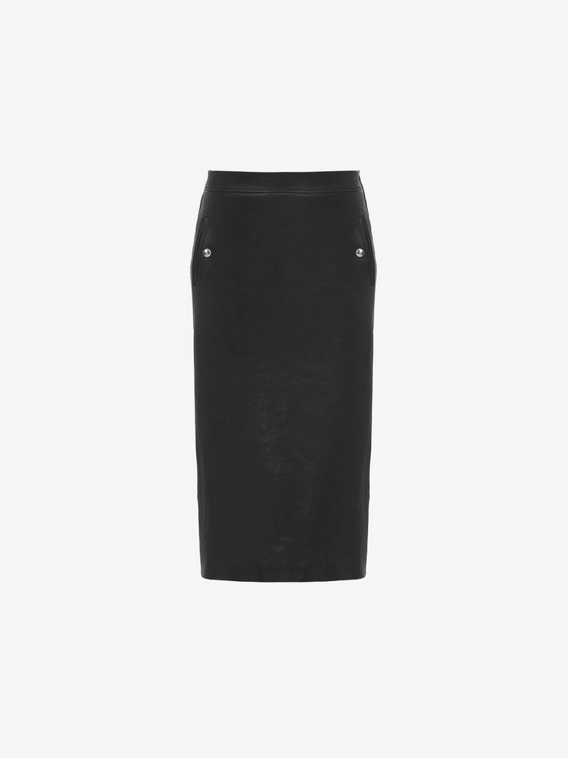 Alexander McQueen Women's Low-waisted Leather Skirt in Black outlook