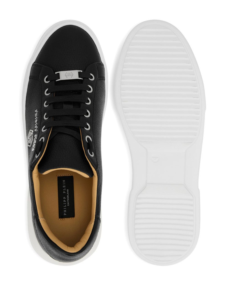 hexagon-logo leather sneakers 4
