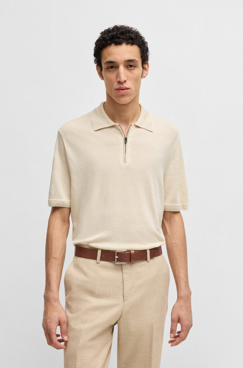 BOSS ITALIAN-LEATHER BELT WITH SILVER-TONE BUCKLE outlook