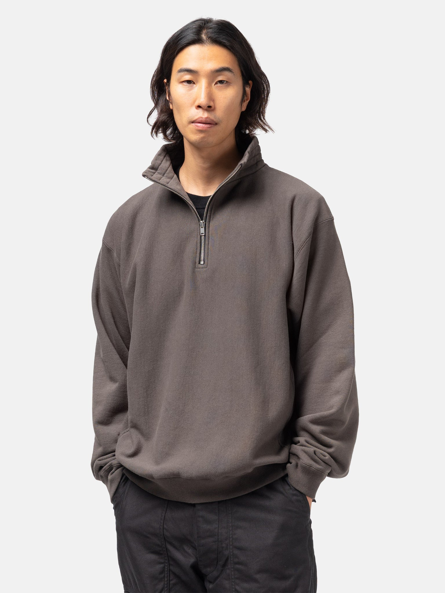 Zipper High Neck Pullover Fade Black - 4