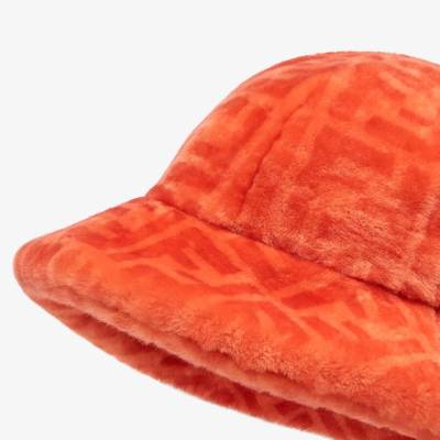 FENDI Orange shearling hat outlook