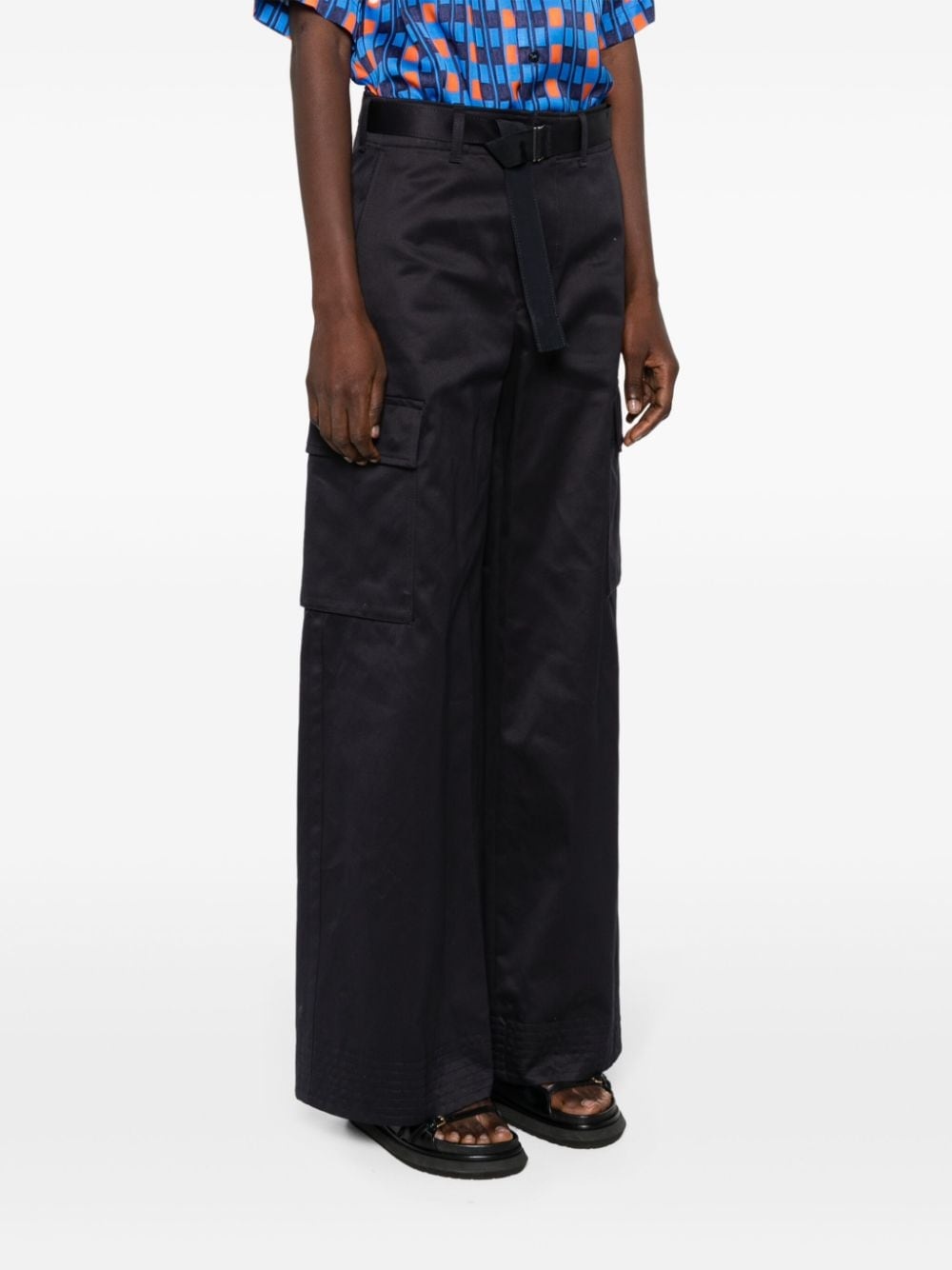 high-waist wide-leg cargo pants - 3