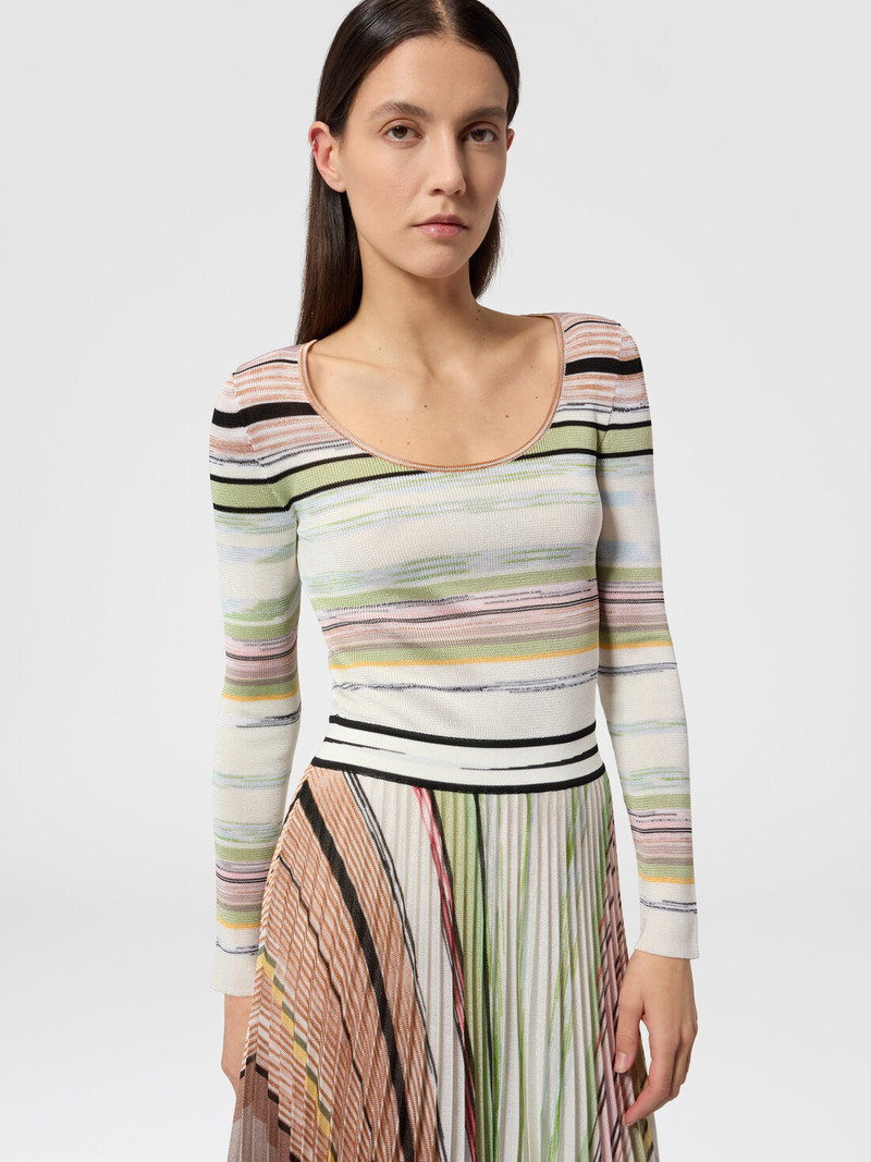 Pleated Mixed Flame Viscose Long Dress 4