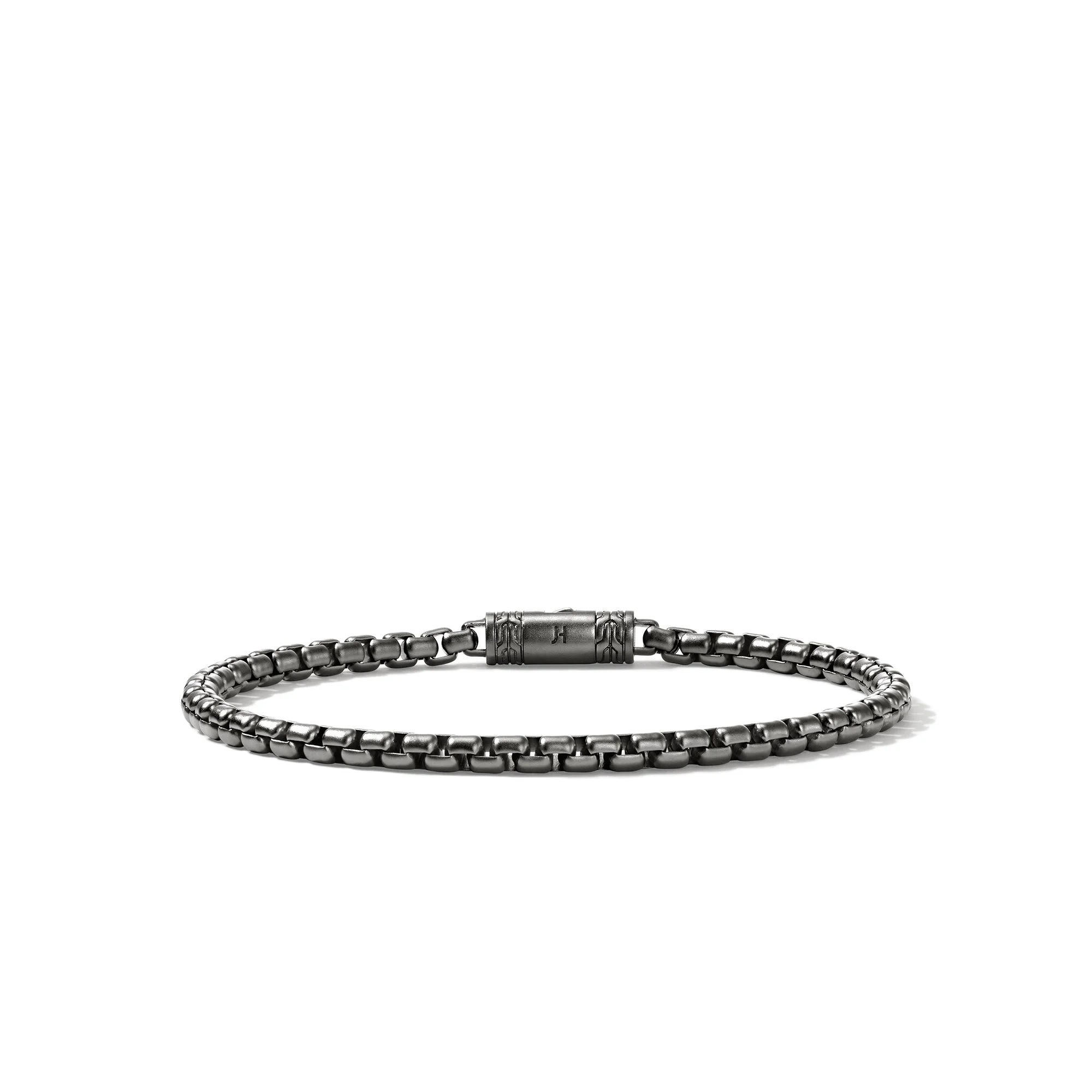 Box Chain Bracelet, Dark Silver, 3.7MM - 1