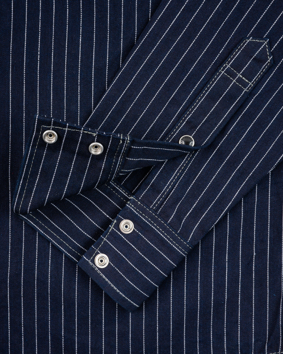 8.5OZ HERRINGBONE STRIPE WESTERN SHIRT - INDIGO - 11