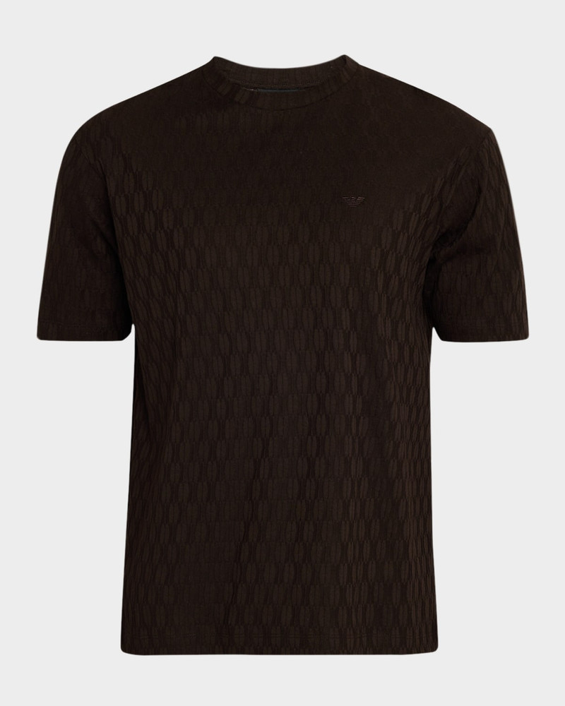 Men's Cotton Jacquard Eagle Logo Crewneck T-Shirt 1
