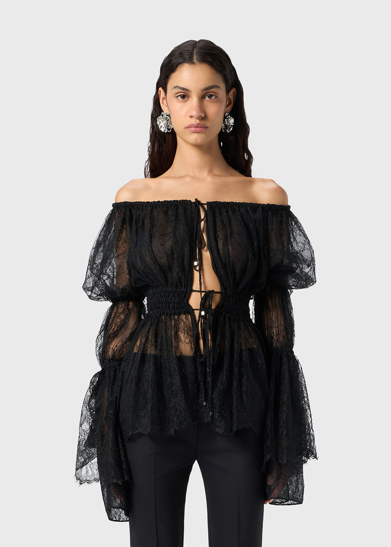 CHANTILLY LACE SHIRT WITH GATHERING 3