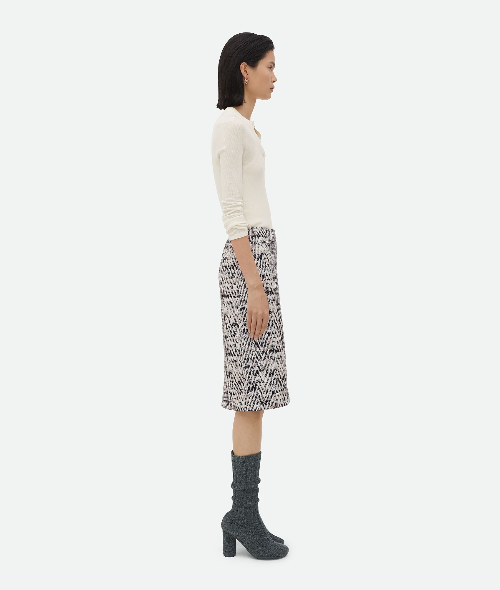 Printed Leather Chevron Skirt - 2