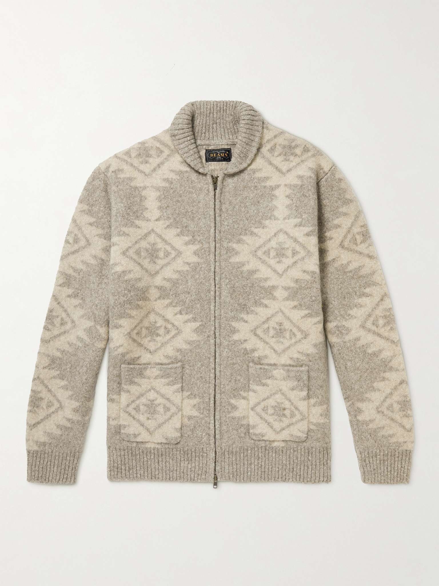 Jacquard-Knit Zip-Up Cardigan - 1