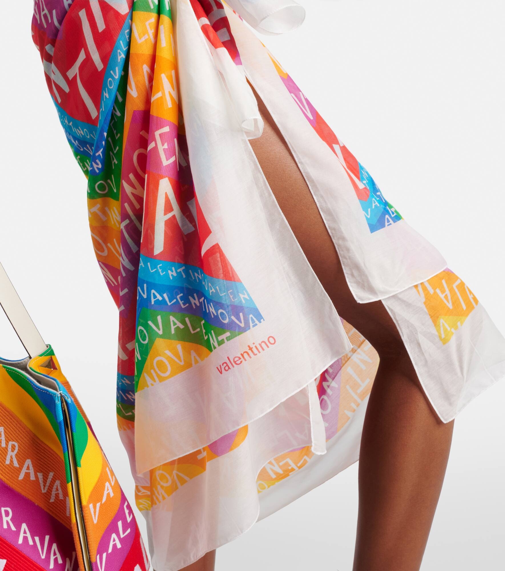 Logo cotton and silk beach cover-up - 5