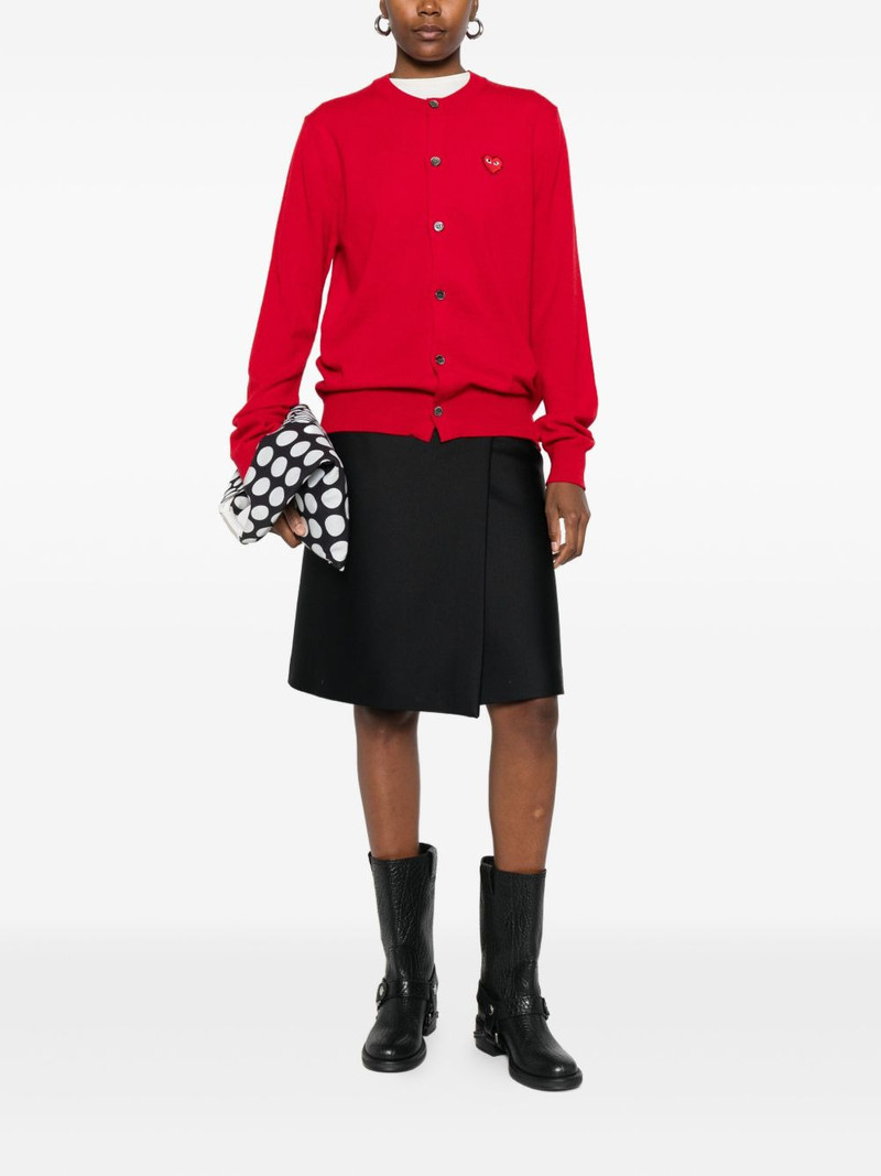 Comme des Garçons PLAY heart-emblem rhinestone-embellishment cardigan outlook