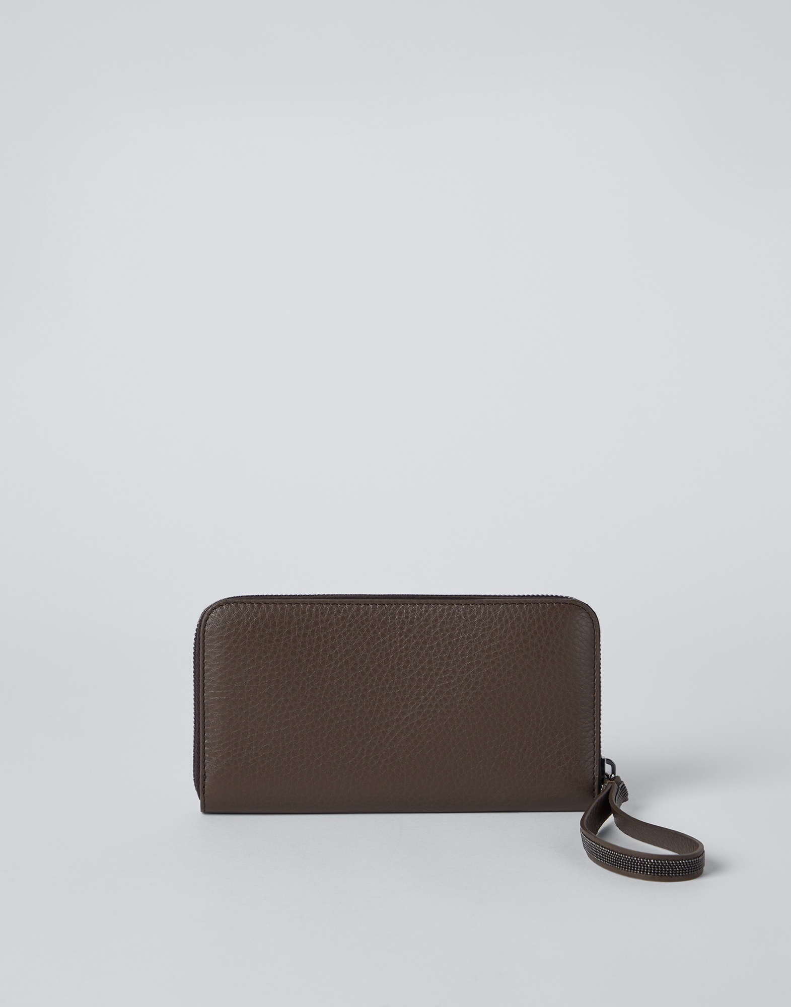 Texture calfskin wallet with precious zipper pull - 2