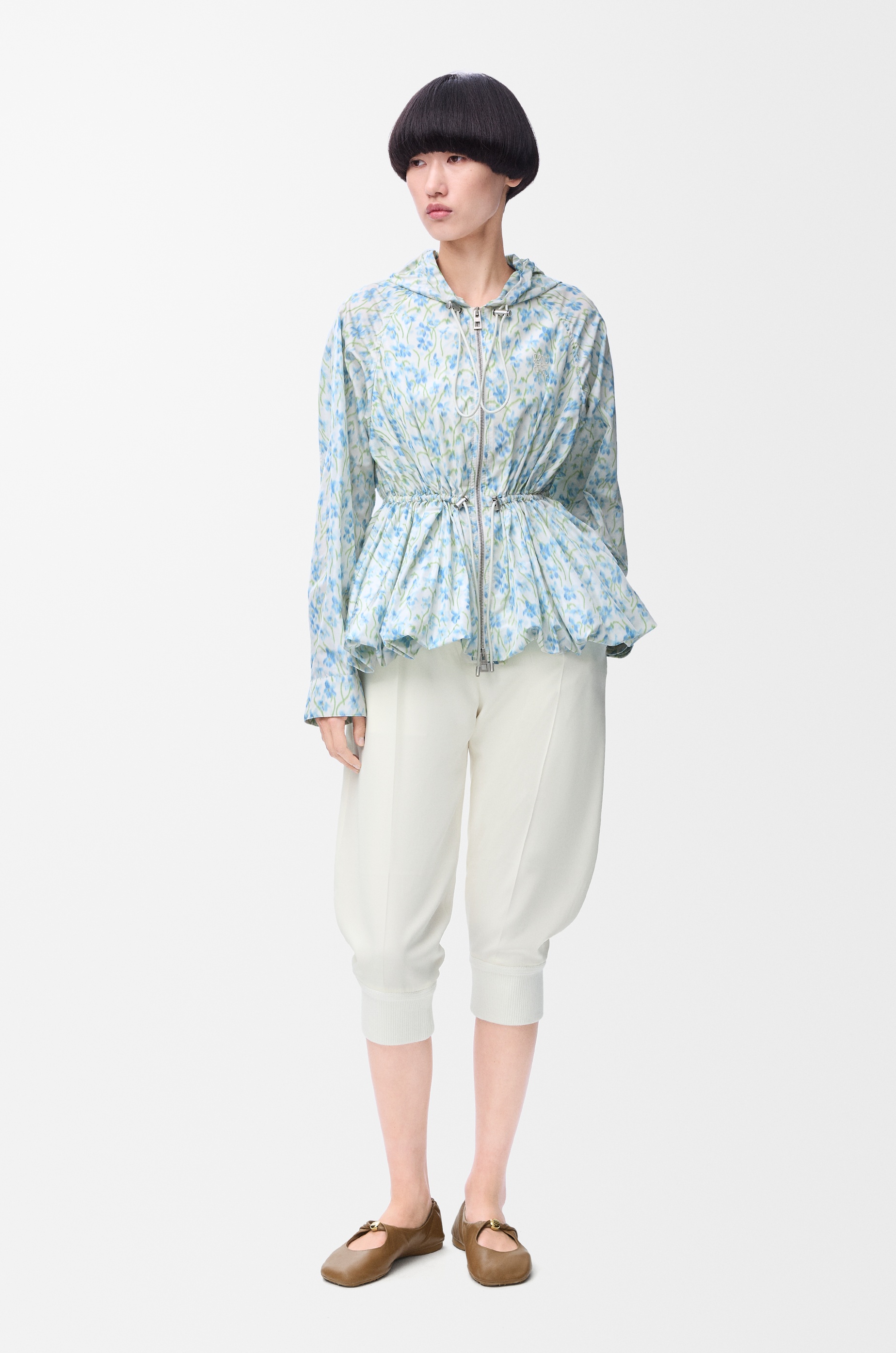 Hhooded jacket in silk blend taffeta - 2