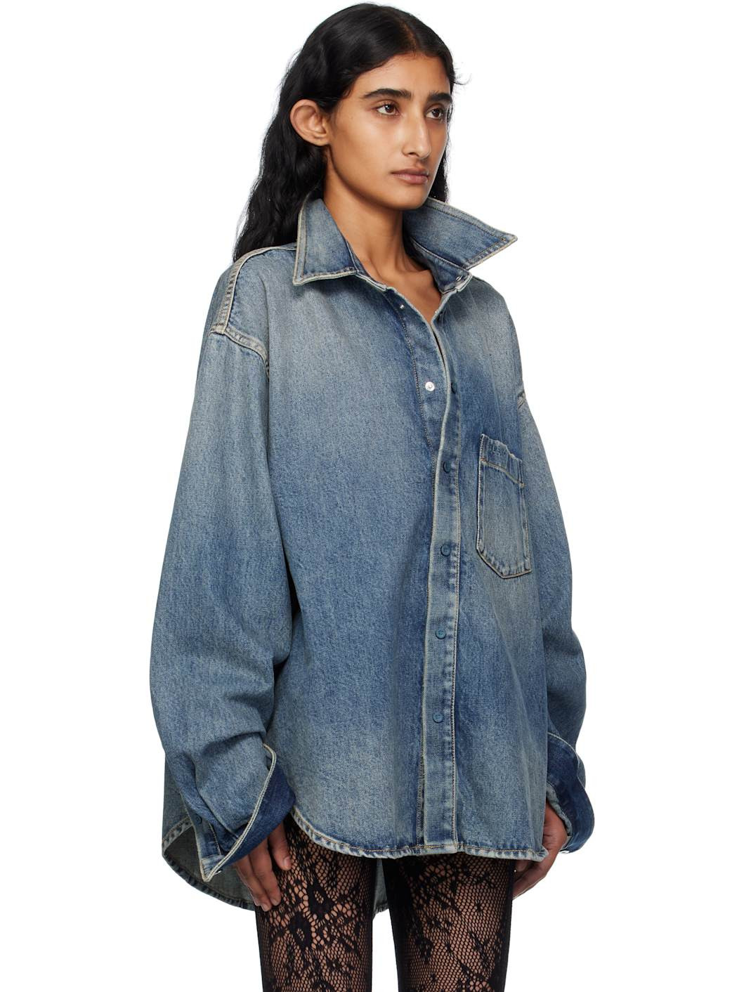 Blue Faded Denim Shirt - 2