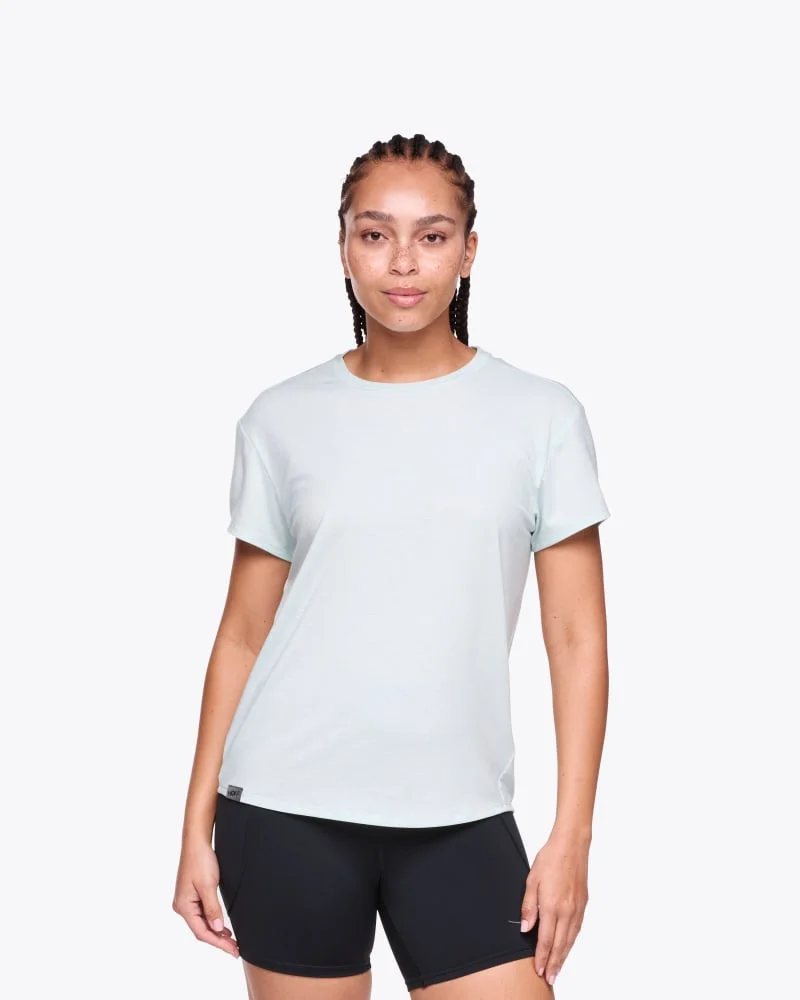 Women's Hoka Essential Tee Shirt in Aqua Breeze Htr - 1
