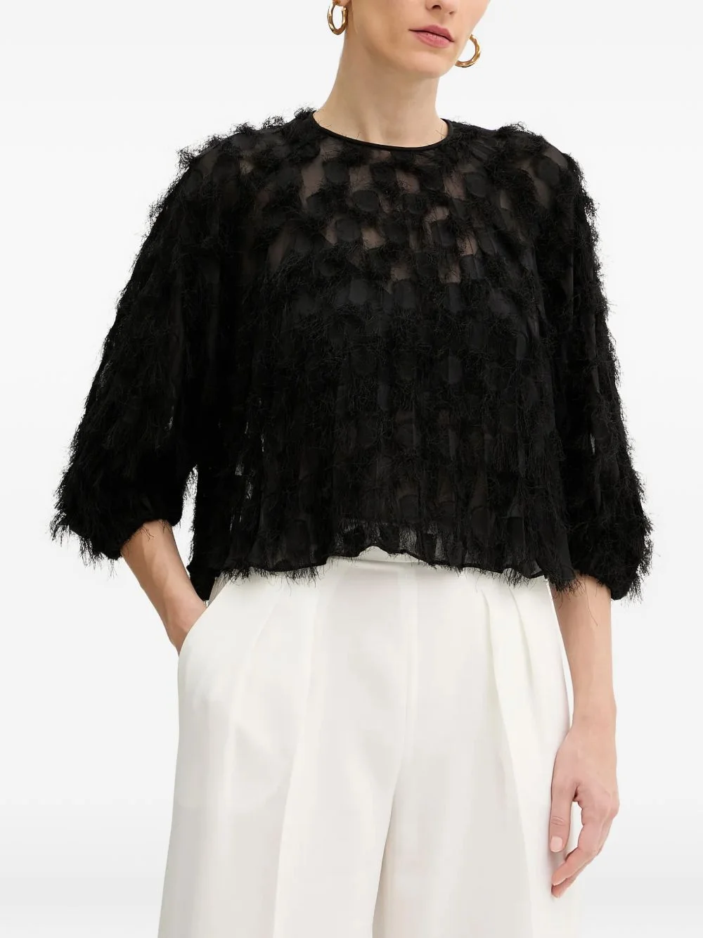 Baima feather-embellished blouse - 1