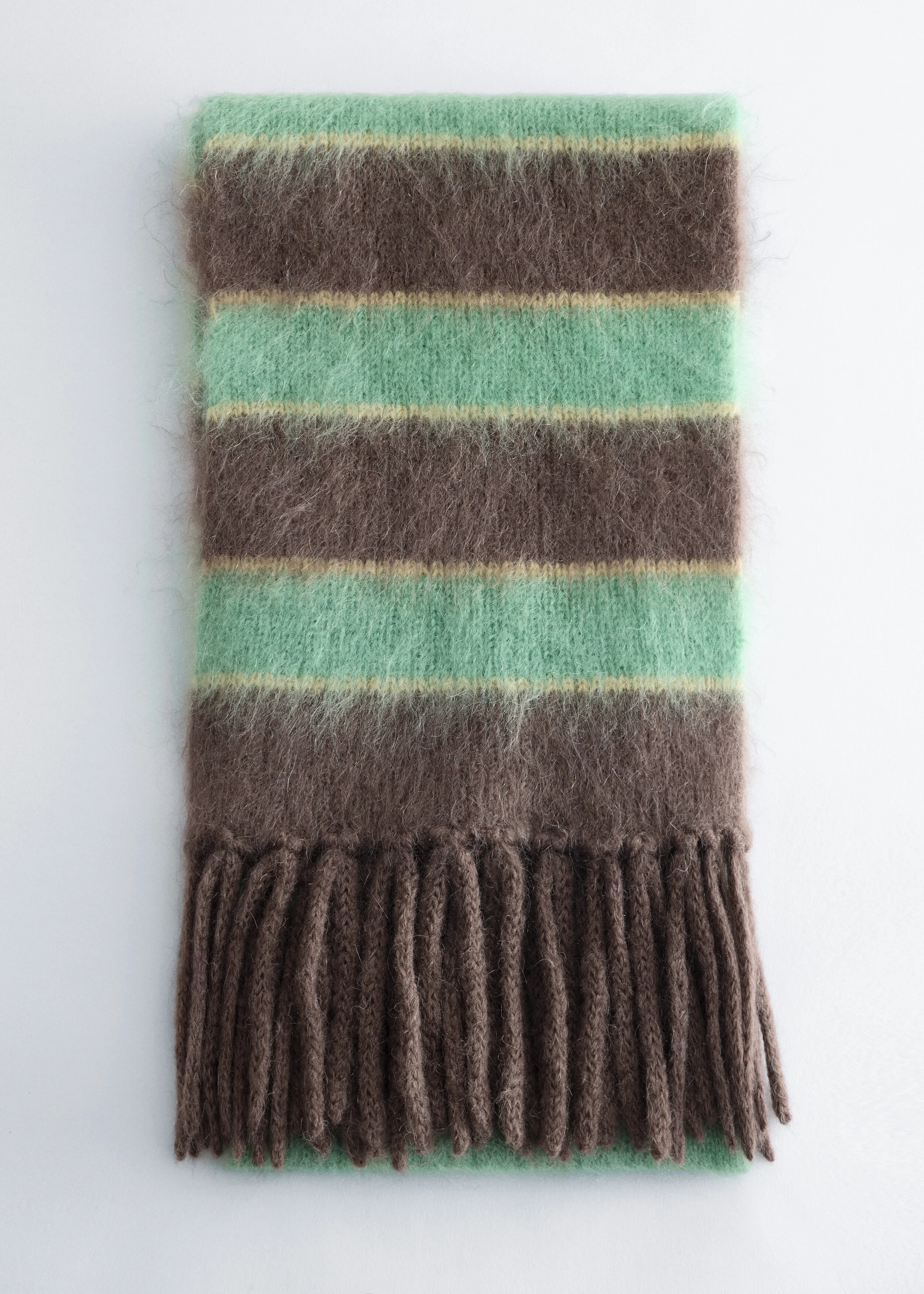 Mohair Wool Fringe Scarf - 1