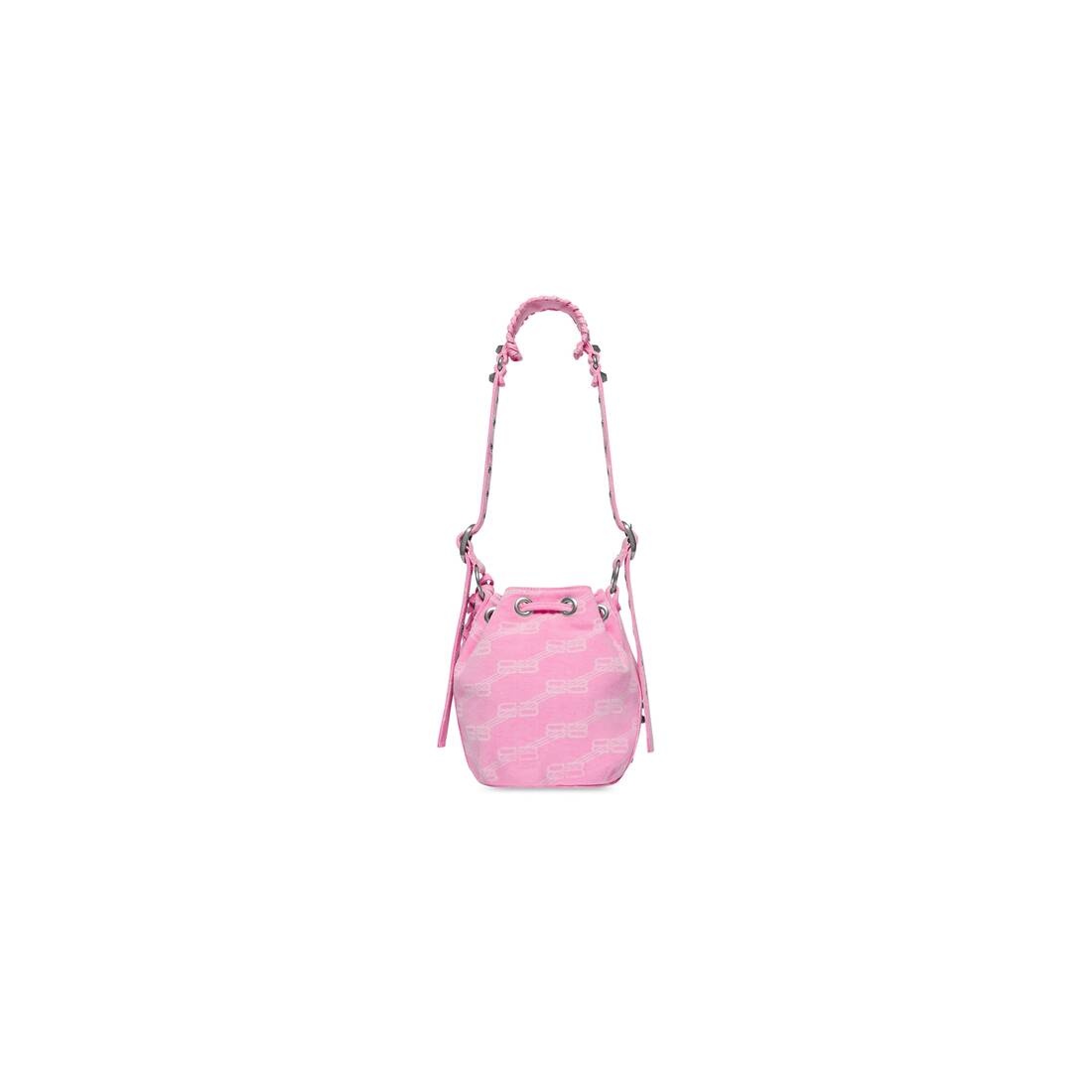 Women's Le Cagole Xs Bucket Bag Bb Monogram Denim  in Pink - 4