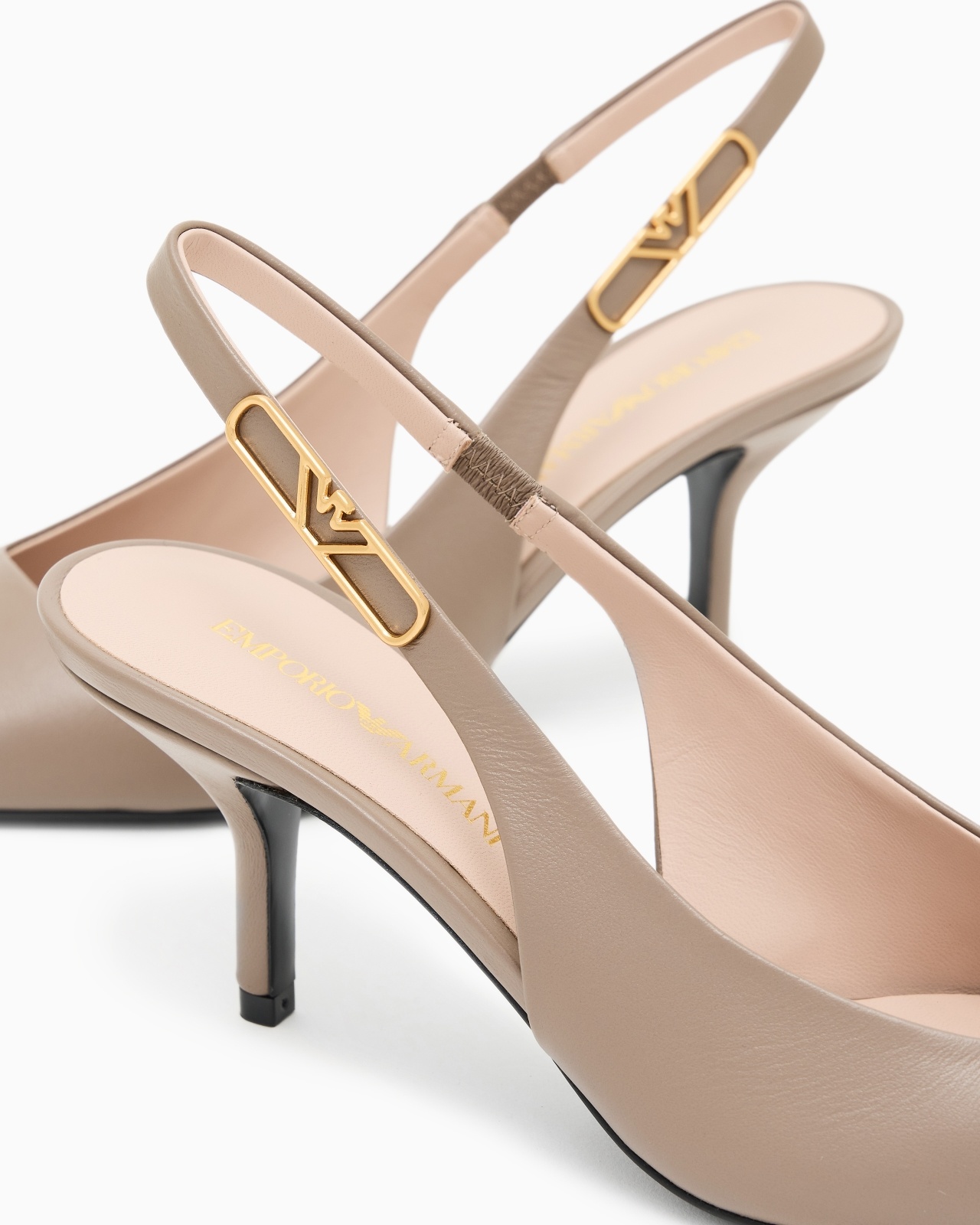 NAPPA-LEATHER SLINGBACK COURT SHOES WITH EAGLE PLATE - 5