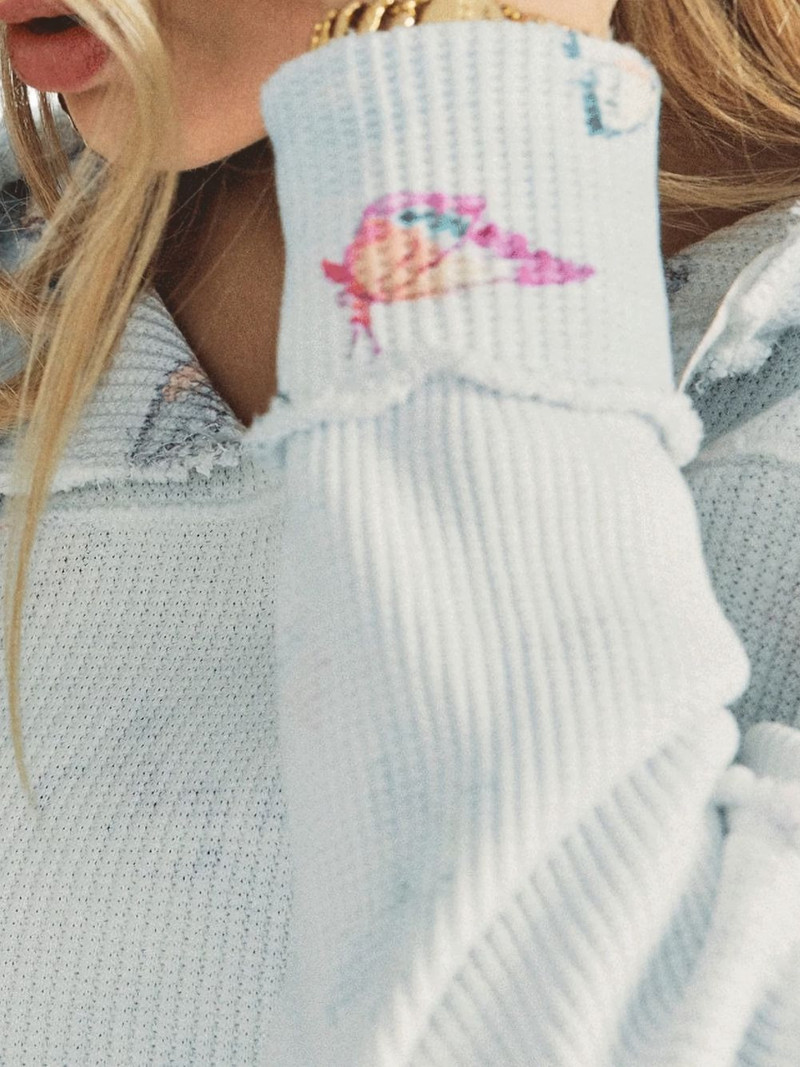 ruffled-detail butterfly-print hoodie 5