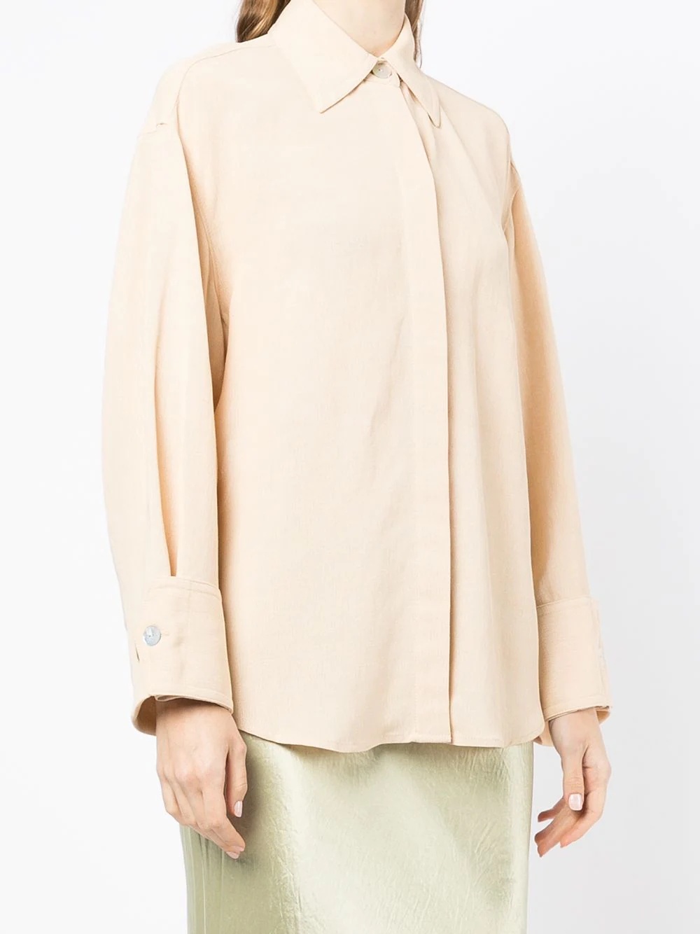 tie-fastened long-sleeved shirt - 3