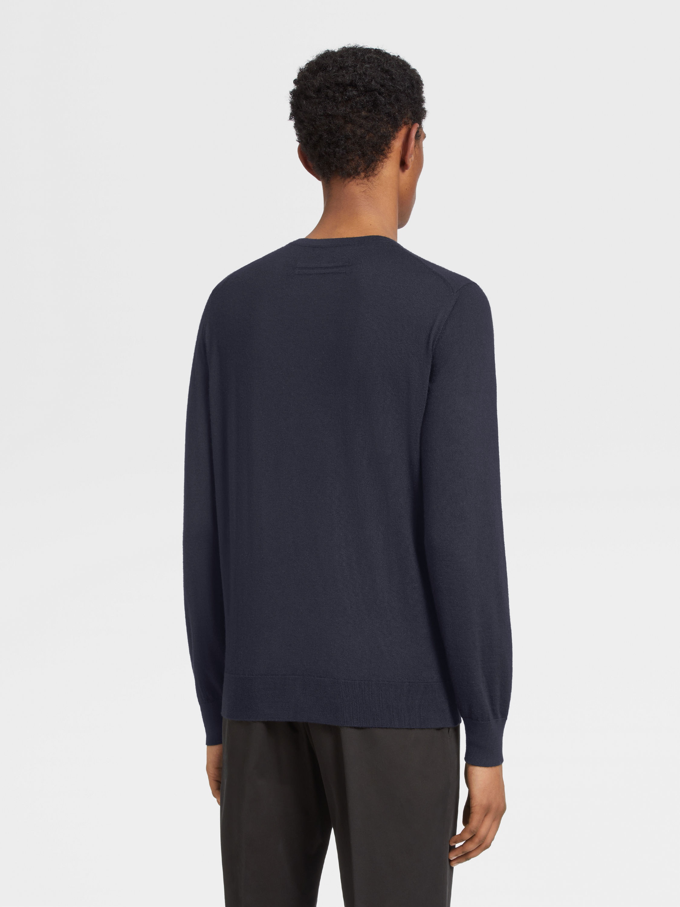 NAVY BLUE MÉLANGE CASHSETA CREWNECK - 3