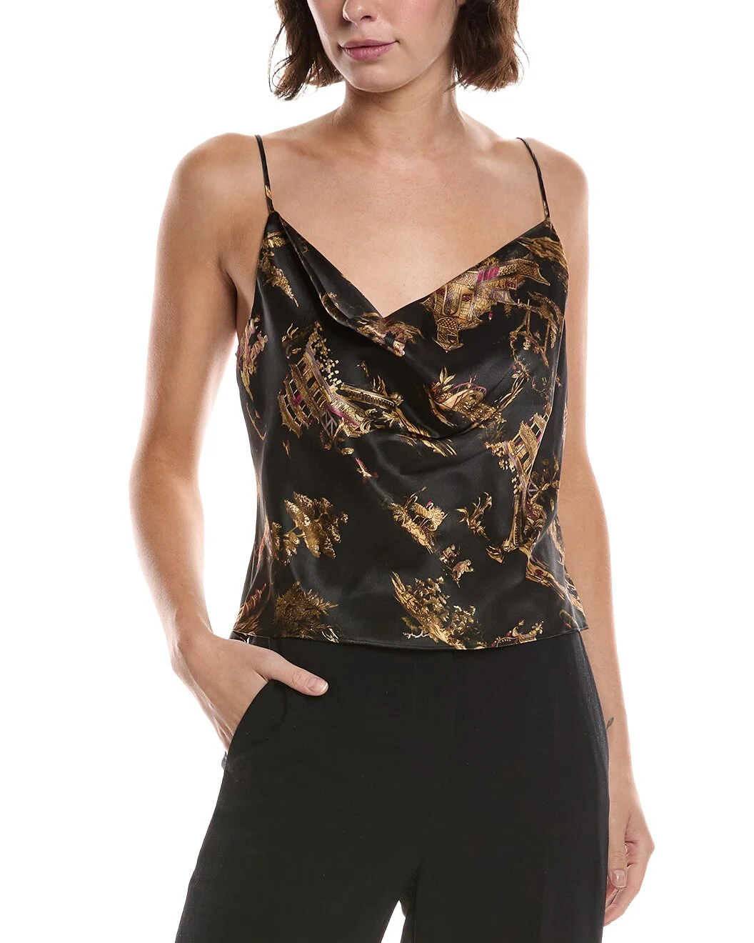 L'AGENCE Calista Cowl Neck Silk Cami - 1