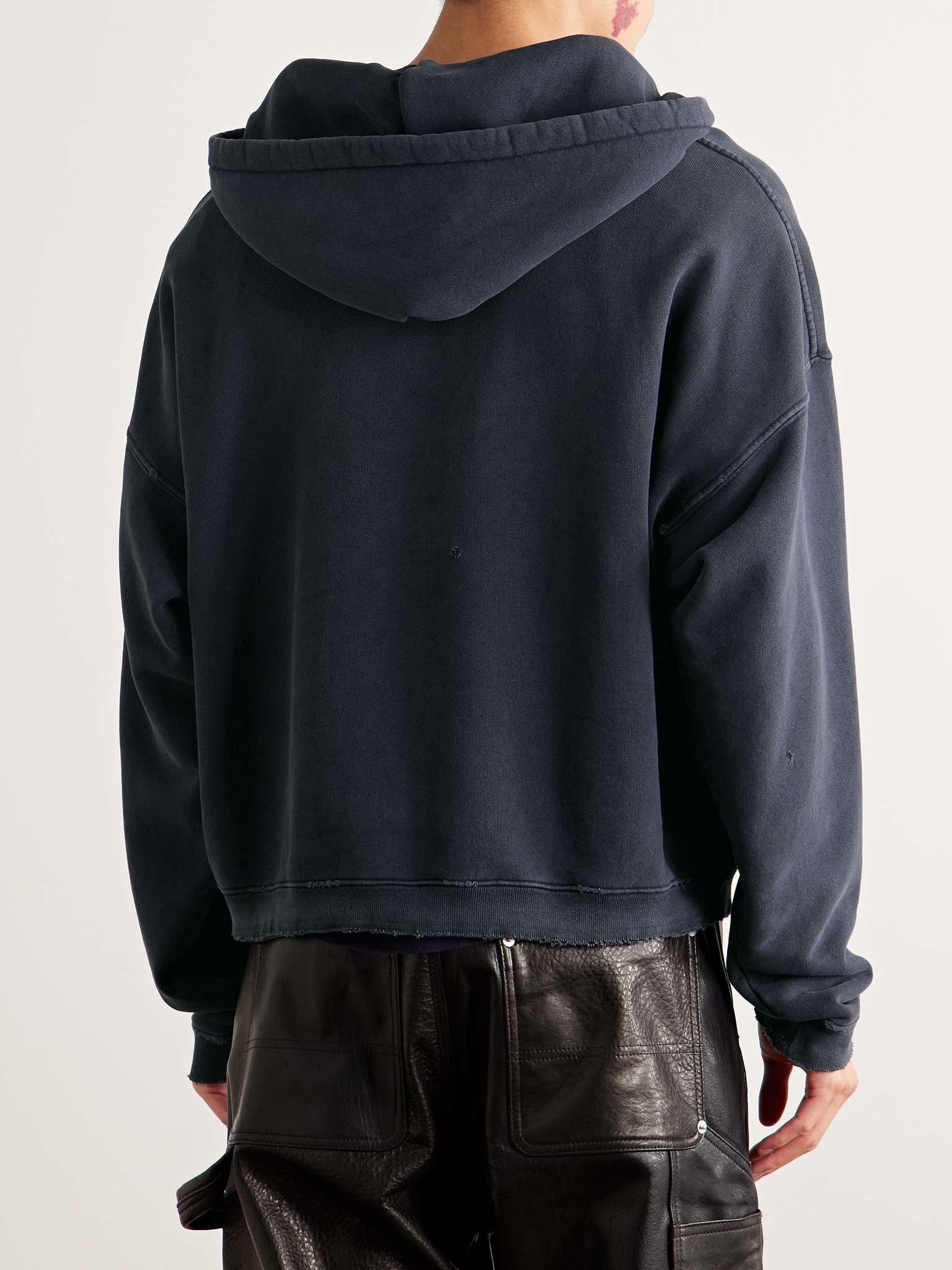 Distressed Logo-Print Cotton-Jersey Hoodie - 3