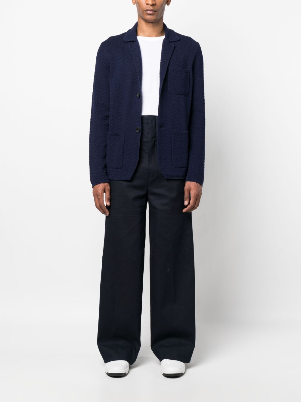 zig-zag weave single-breasted jacket - 2