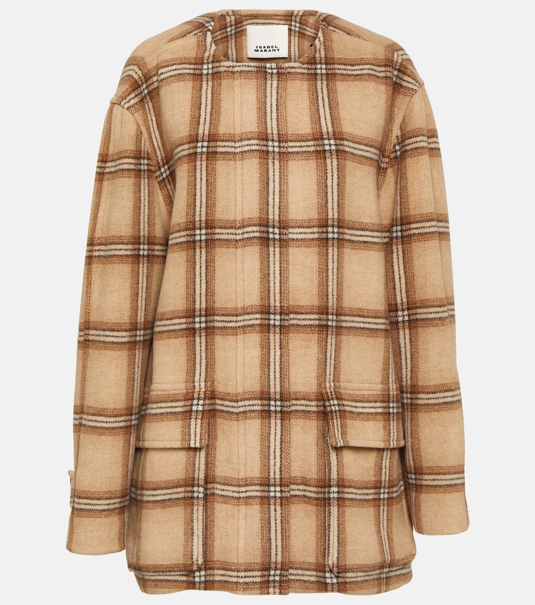 Checked wool blend coat - 1