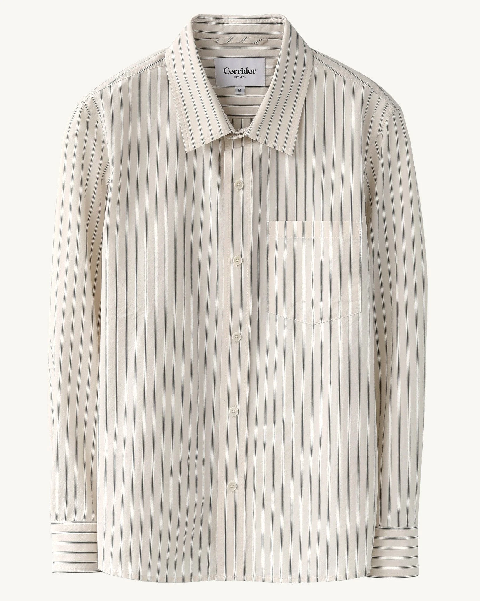 POPLIN STRIPE LS - NATURAL - 1