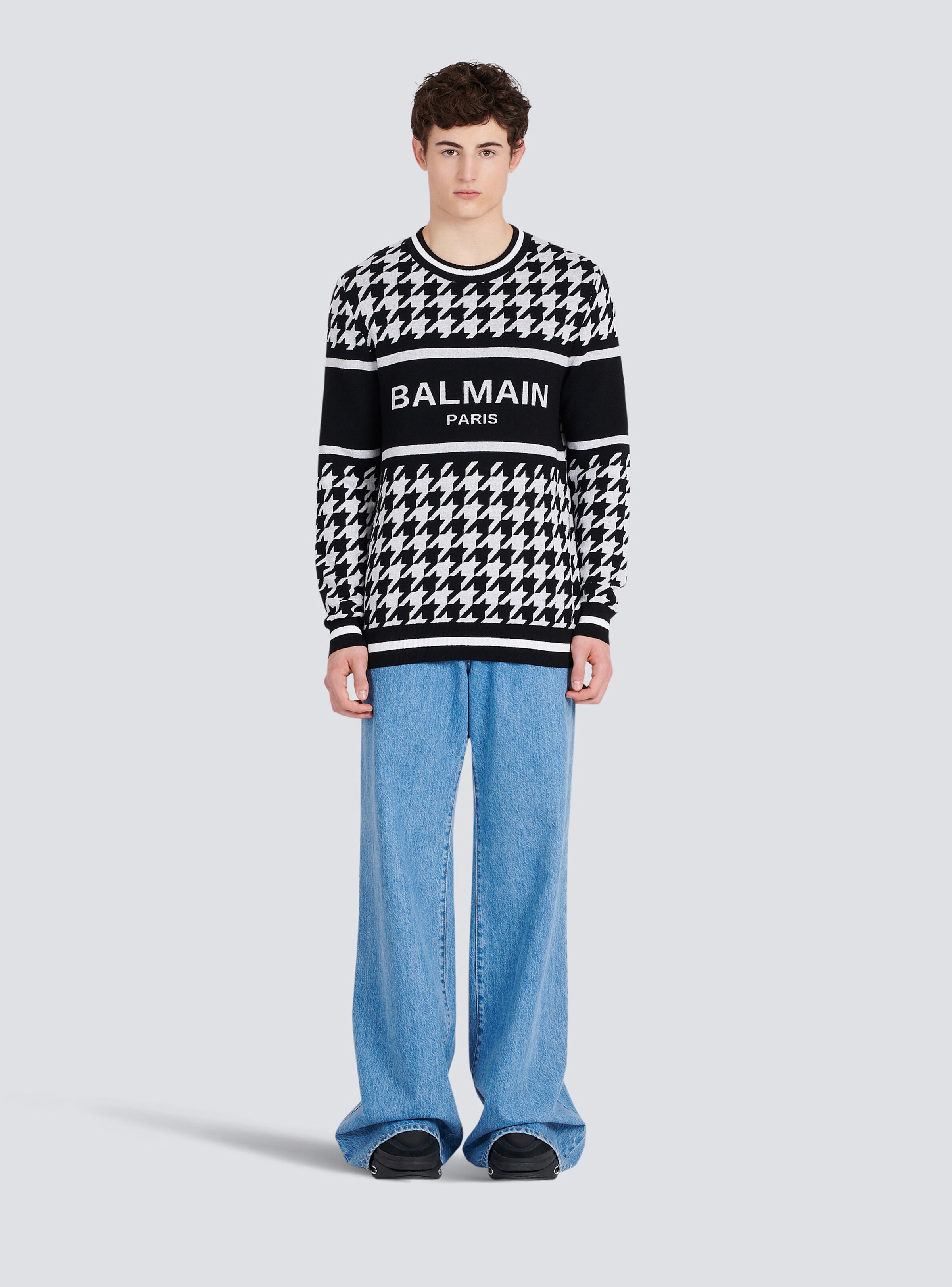 Houndstooth-patterned wool sweater - 3
