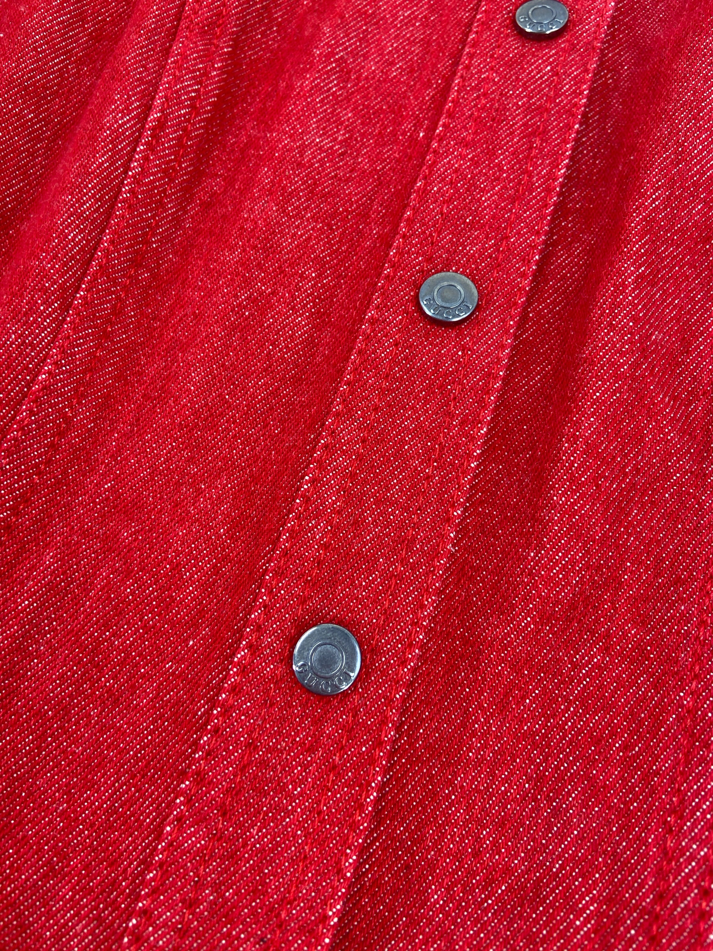 Gucci Fall 1999 Tom Ford Red Denim Jacket - 9